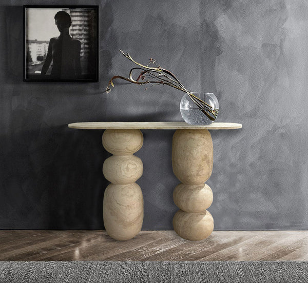 Troia Light Travertine Designer Console Filled and Honed (W)12