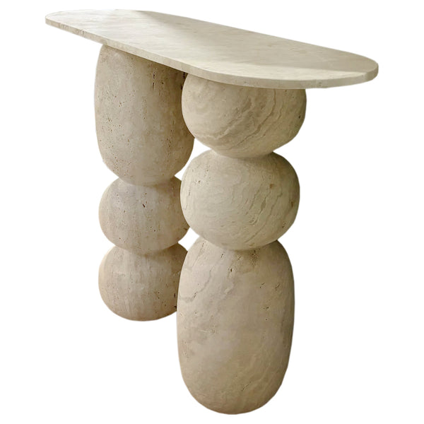 Troia Light Travertine Designer Console Filled and Honed (W)12