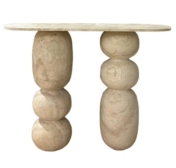 Troia Light Travertine Designer Console Filled and Honed (W)12