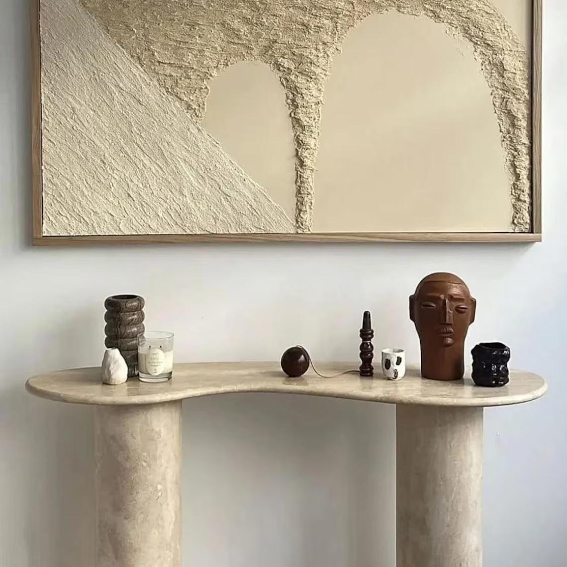 Troia Light Travertine Designer Console Filled and Honed (W)15
