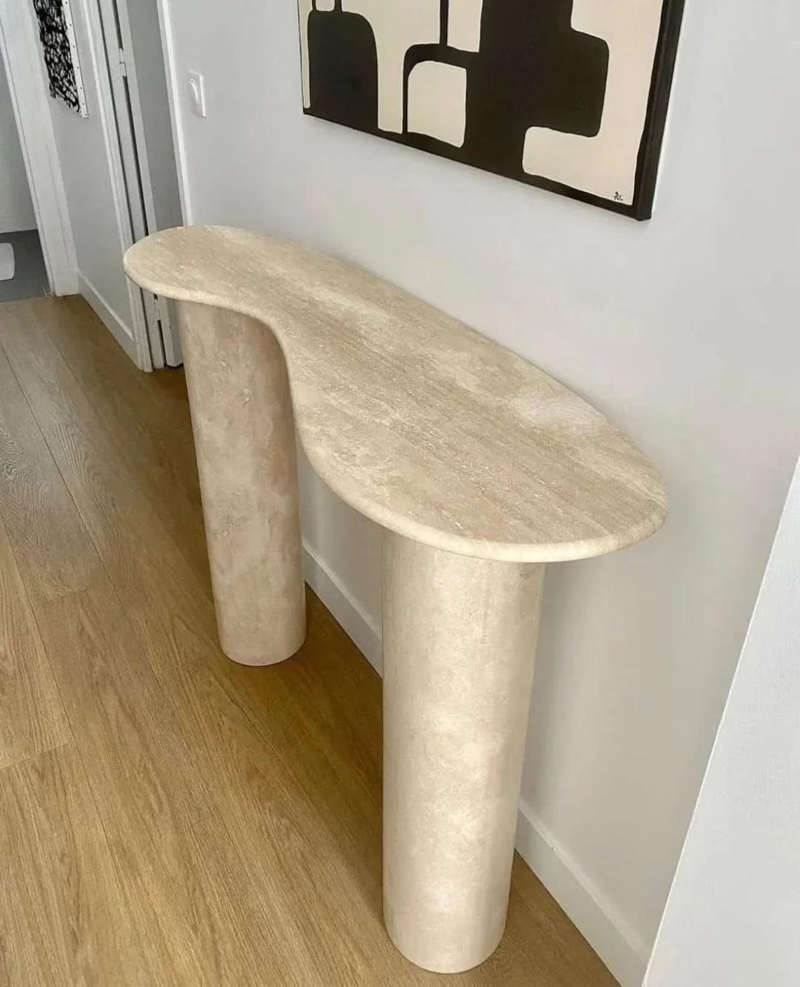 Troia Light Travertine Designer Console Filled and Honed (W)15