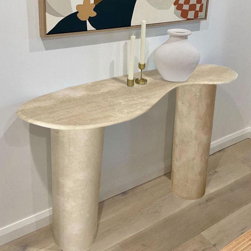 Troia Light Travertine Designer Console Filled and Honed (W)15