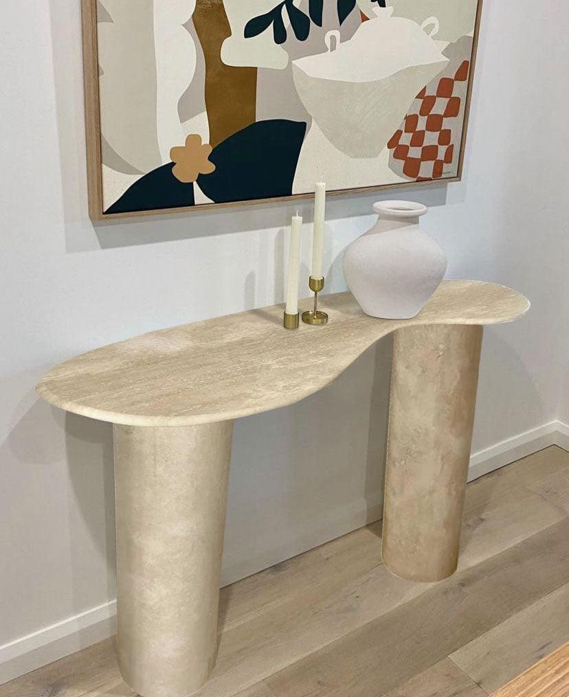 Troia Light Travertine Designer Console Filled and Honed (W)15