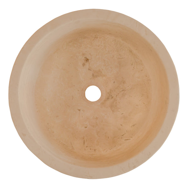 Troia Light Travertine Natural Stone Cylinder Sink Honed and Filled/Matte (D)16