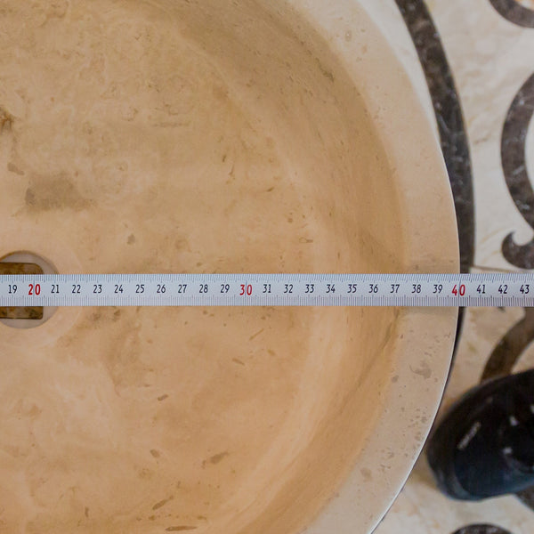 Troia Light Travertine Natural Stone Cylinder Sink Honed and Filled/Matte (D)16