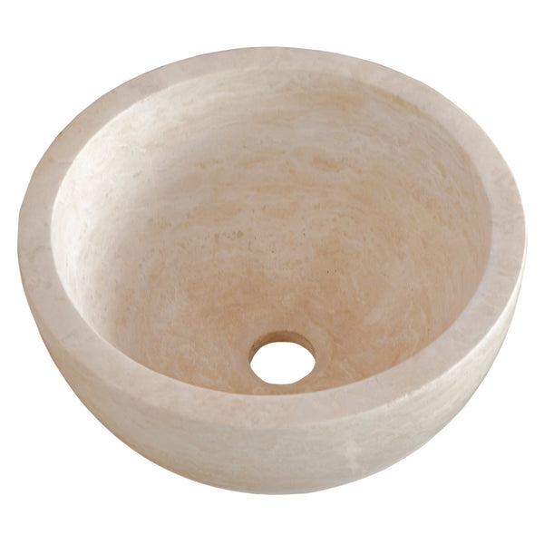 Troia Light Travertine Natural Stone Round Above Vanity Bathroom Sink (D)12.5