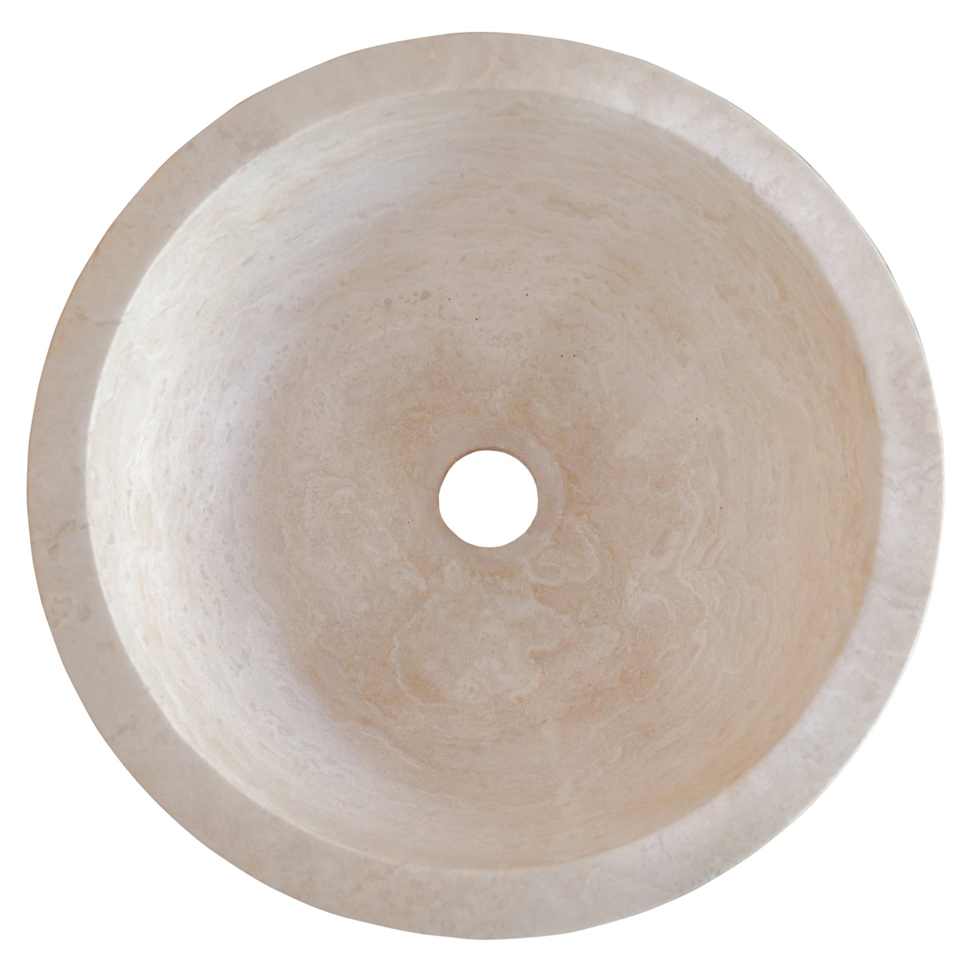 Troia Light Travertine Natural Stone Round Above Vanity Bathroom Sink (D)12.5