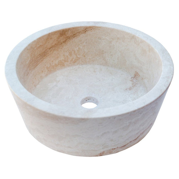 Troia Light Travertine Natural Stone Vessel Sink (D)16