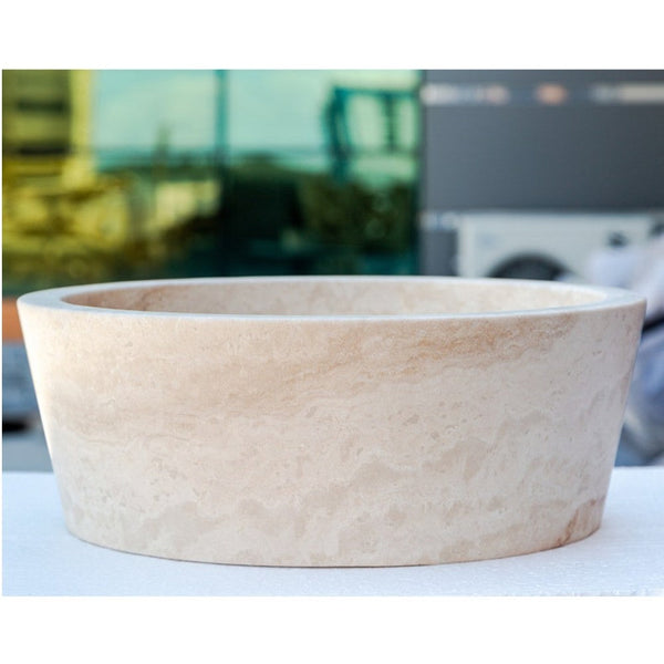 Troia Light Travertine Natural Stone Vessel Sink (D)16