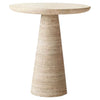 Troia Light Travertine Round End/Side Table Conic Shape Leg Honed (D)18