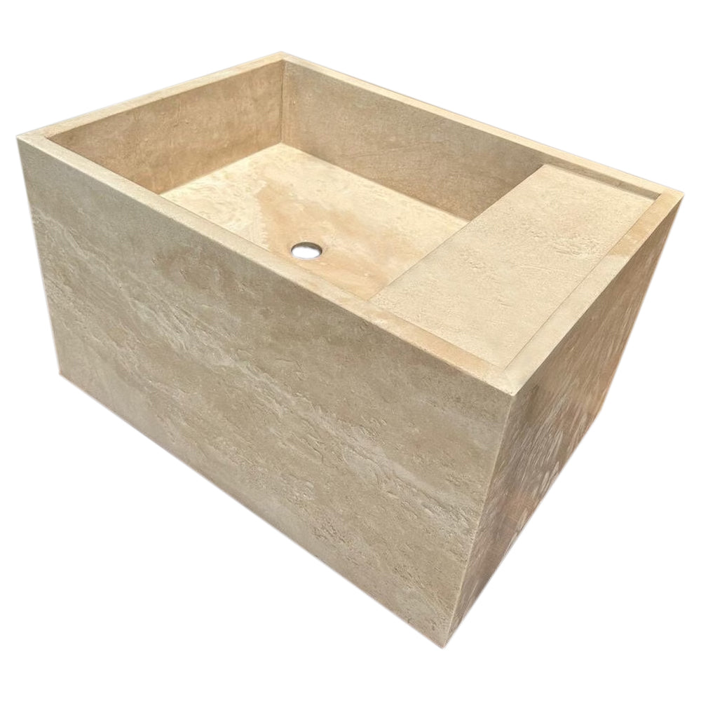Troia Light Travertine Wall-Mount Bathroom Sink (W)17