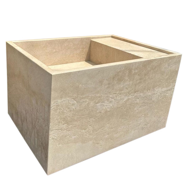 Troia Light Travertine Wall-Mount Bathroom Sink (W)17