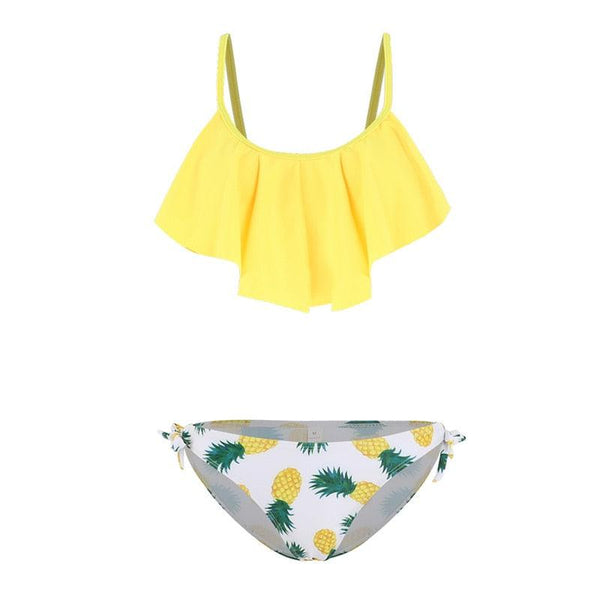 Tropical Bikini  Bottom Padded Ruffled Top Push Up Bikini Swimsuit For Women Underwire Bikini Top Ruffle Padded Two Piece Bathing Suits Teen Girls Two Piece Swimsuit Women Cross Back Bathing Suit Swimwear