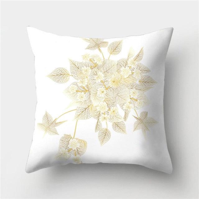 Tropical Leaf Flower Green Yellow Pillowcase Decorative Throw Pillow Case Cushion Cover Gold Stamping Leaves Polyester Cushion Cover Throw Pillow Decorative Cushions Home Decor Pillow Covers