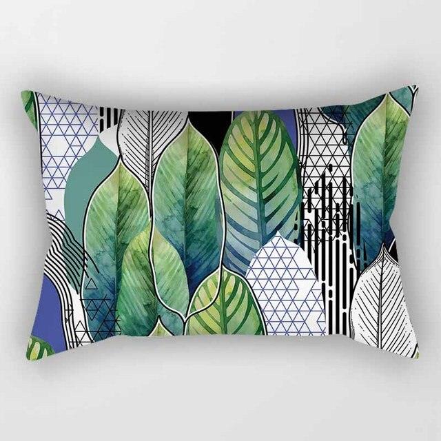 Tropical Plants Flowers Beauty Pattern Pillow Covers Short Plush Tropical Palm Leaves Throw Pillow Cover Summer Exotic Jungle Plant Tropical Palm On The Geometric Cotton LinGEOen Decorative Rectangular Pillowcase Rectangle Small Pillow Cases