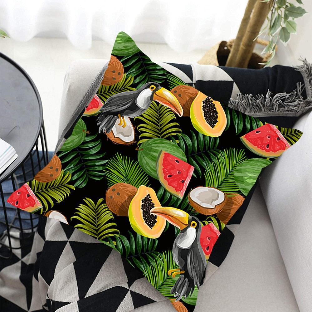 Tropical Plants Palm Leaf Pillow Cover Green Leaves Cushion Covers Flower Decorative Pillow Sofa Decorative Throw Pillow Covers Tropical Green Leaves Floor Pillow Cover for Couch Cushion Cover Plant Monstera Leaf 45x45cm