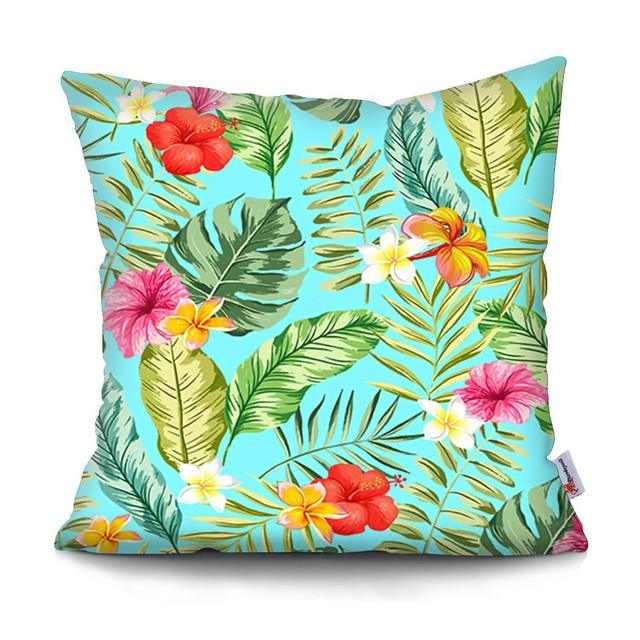 Tropical Plants Palm Leaf Pillow Cover Green Leaves Cushion Covers Flower Decorative Pillow Sofa Decorative Throw Pillow Covers Tropical Green Leaves Floor Pillow Cover for Couch Cushion Cover Plant Monstera Leaf 45x45cm