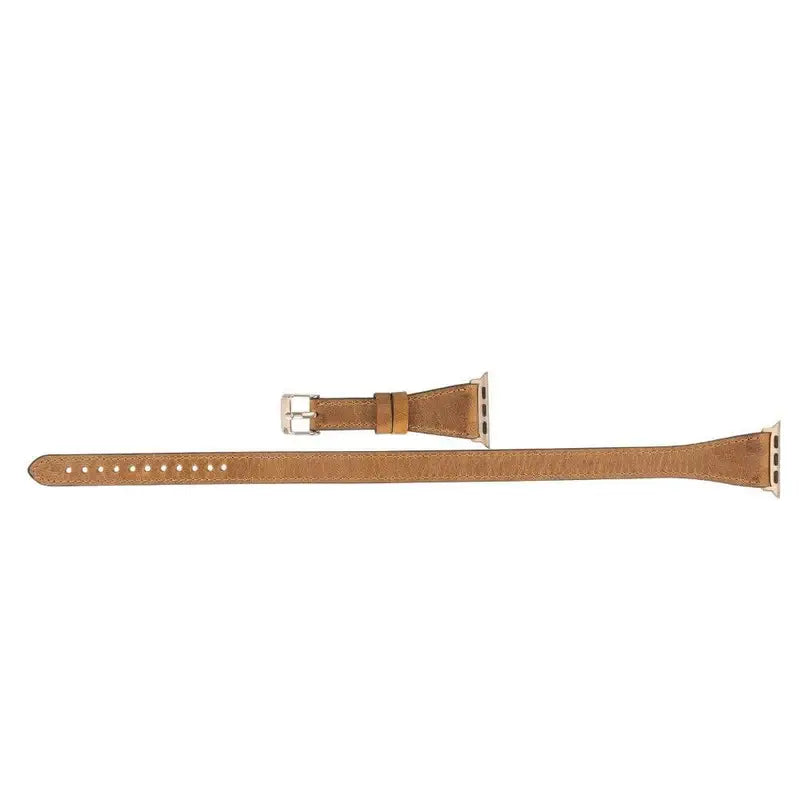 Luxury Double Wrap Vegetal Brown Leather Apple Watch Band - San Diego