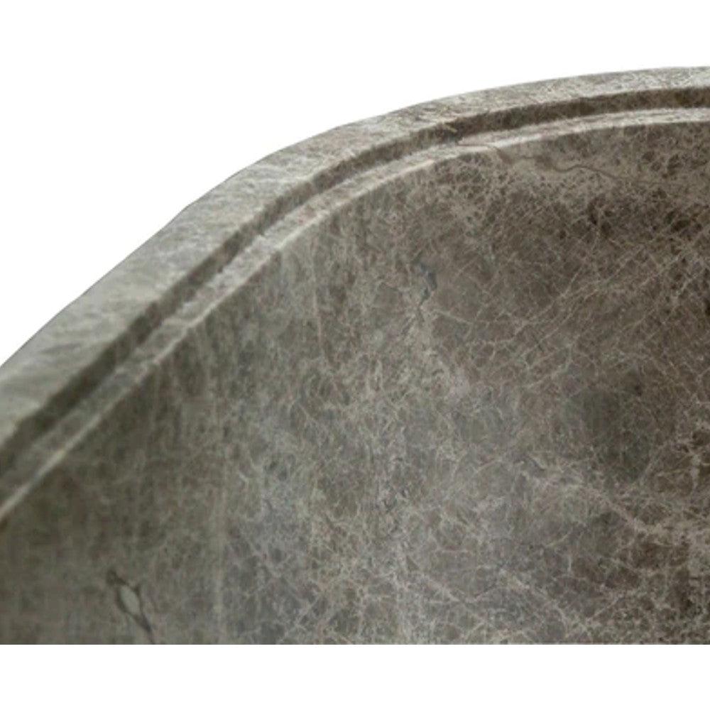 Tundra Gray Marble Freestanding Bathtub - Hand-Carved Matte Finish