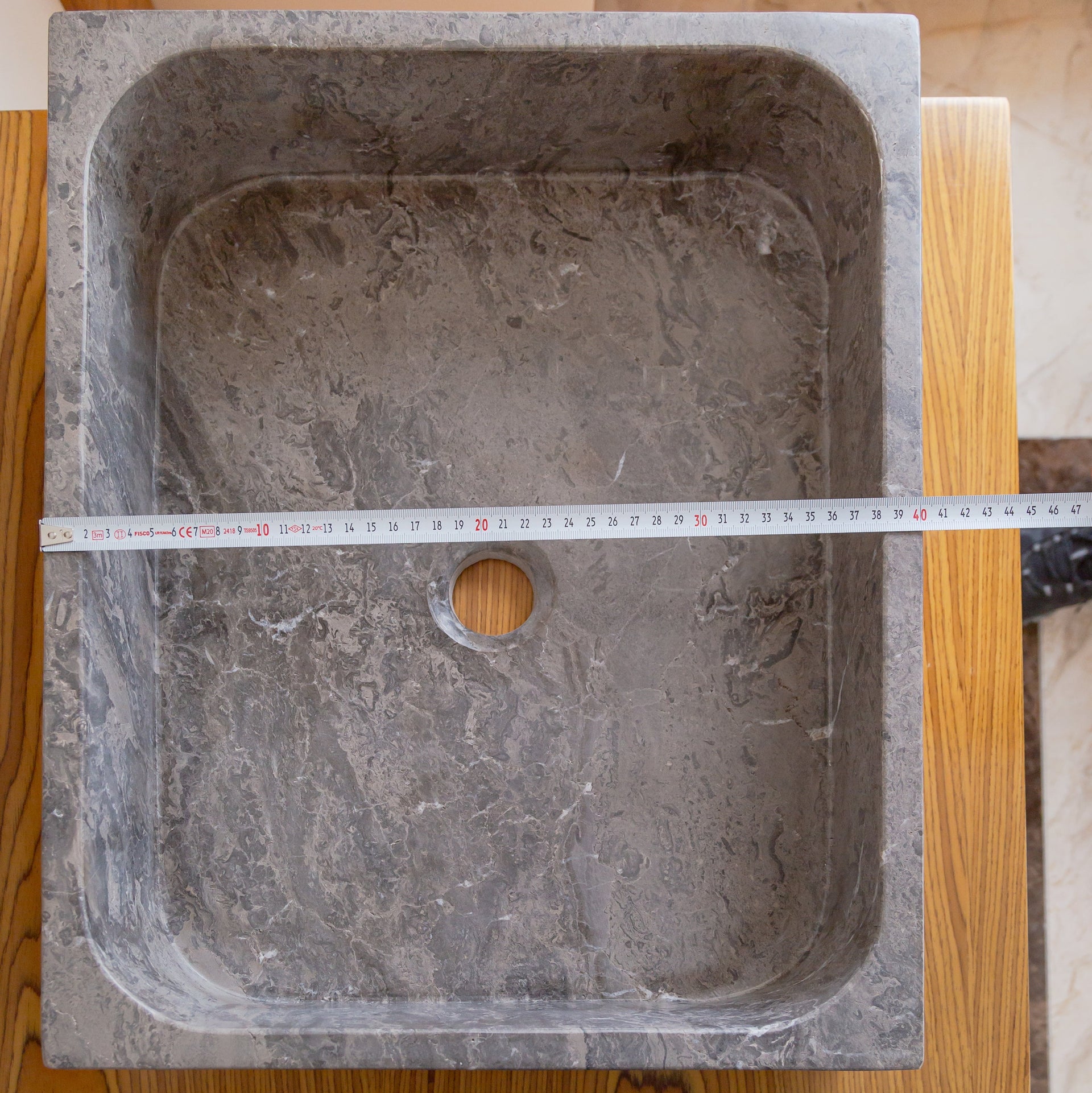 Tundra Gray Marble Farmhouse Rectangular Sink (W)16