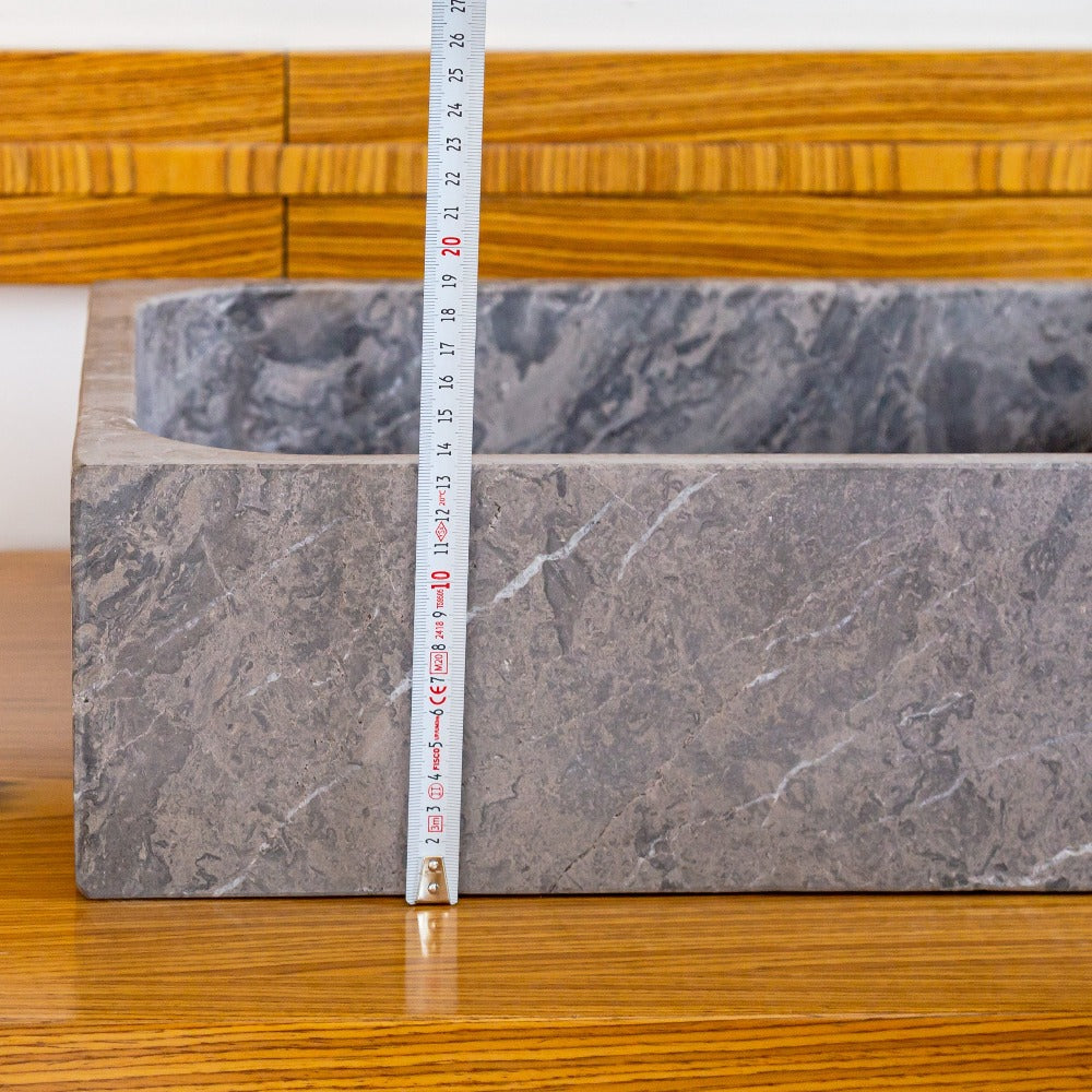 Tundra Gray Marble Farmhouse Rectangular Sink (W)16