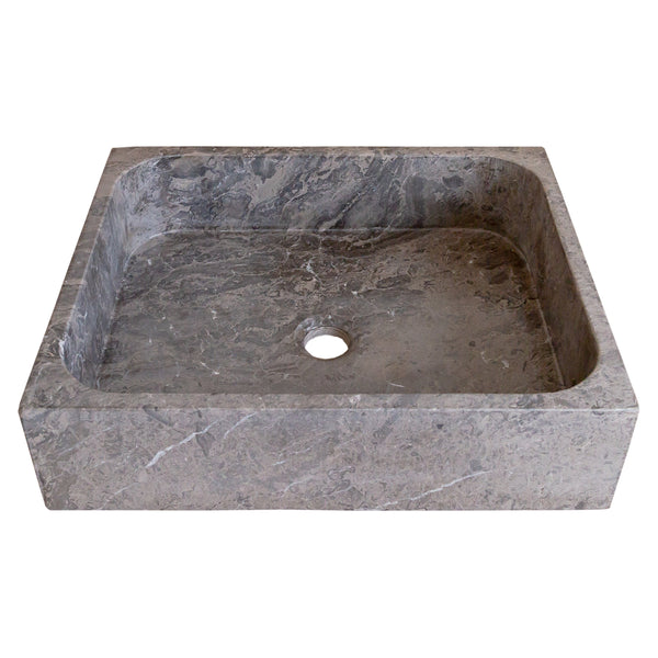Tundra Gray Marble Farmhouse Rectangular Sink (W)16