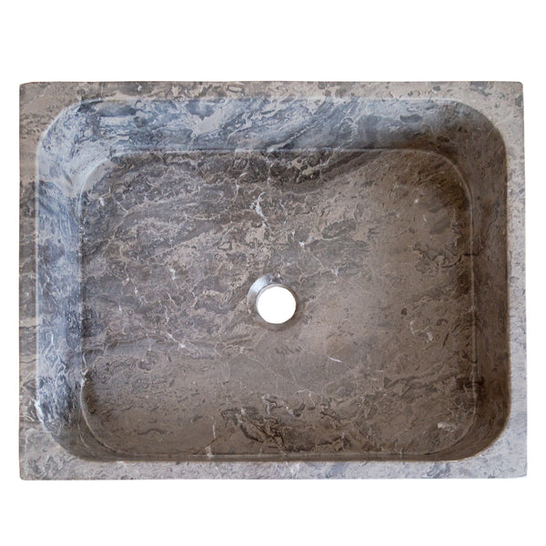 Tundra Gray Marble Farmhouse Rectangular Sink (W)16