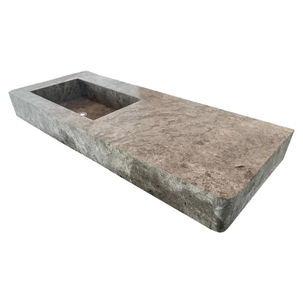 Tundra Gray Marble Rectangular Wall-mount Vanity Top Sink (W)20