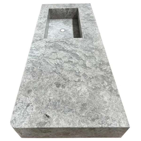 Tundra Gray Marble Rectangular Wall-mount Vanity Top Sink (W)20