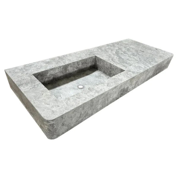 Tundra Gray Marble Rectangular Wall-mount Vanity Top Sink (W)20