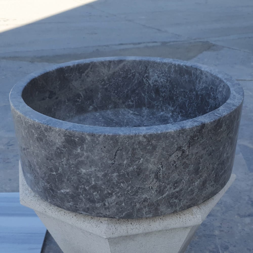 Natural Stone Tundra Grey Marble Vessel Sink Polished D: 16