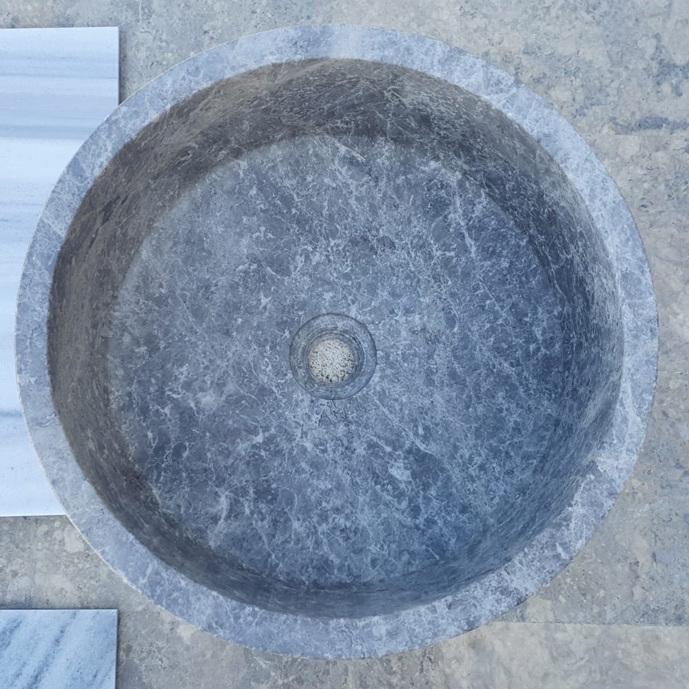 Natural Stone Tundra Grey Marble Vessel Sink Polished D: 16