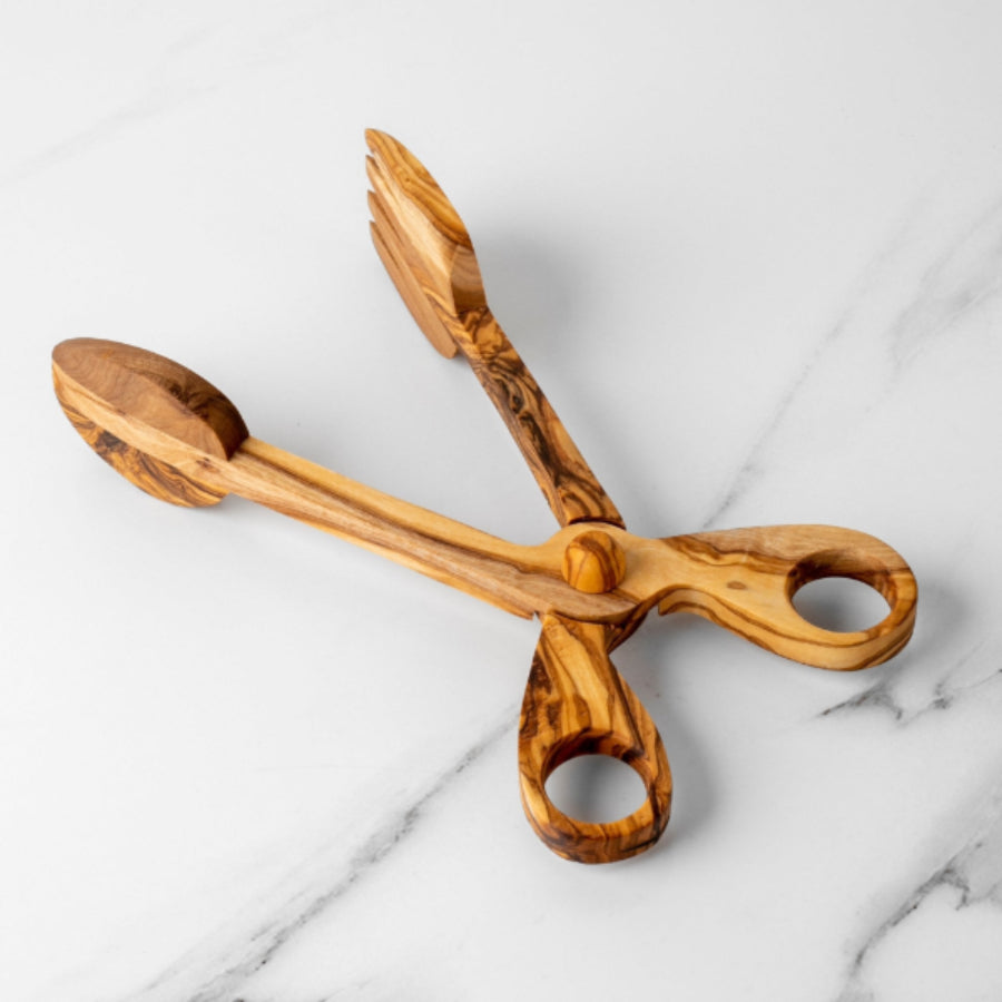 Handmade Olive Wood Salad Tongs | Eco-Friendly Serving Utensils Modern Home & Kitchen
