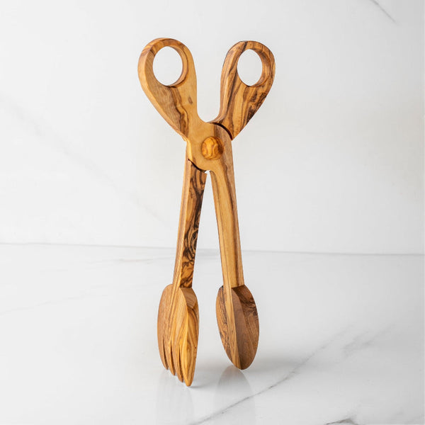 Handmade Olive Wood Salad Tongs | Eco-Friendly Serving Utensils Modern Home & Kitchen