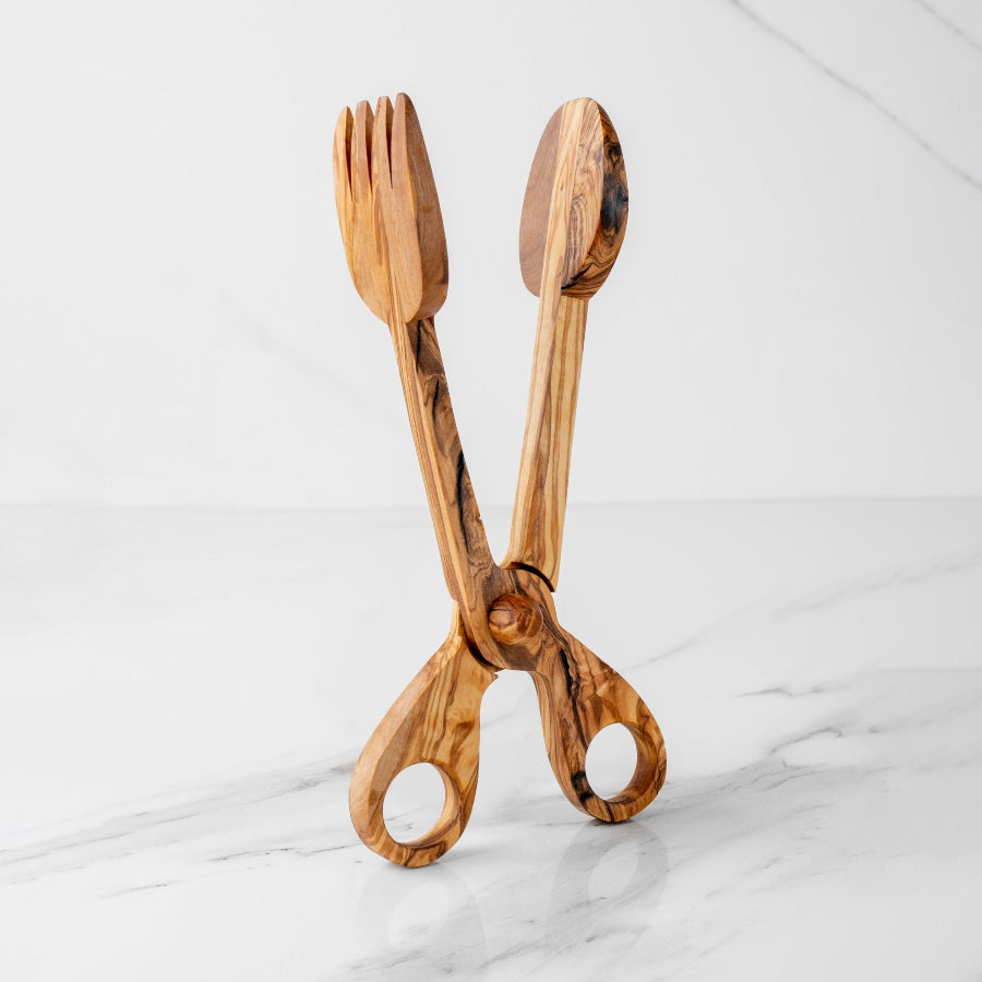 Handmade Olive Wood Salad Tongs | Eco-Friendly Serving Utensils Modern Home & Kitchen
