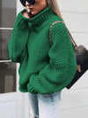 Turtleneck Long Sleeve Sweater - Dark Green / S