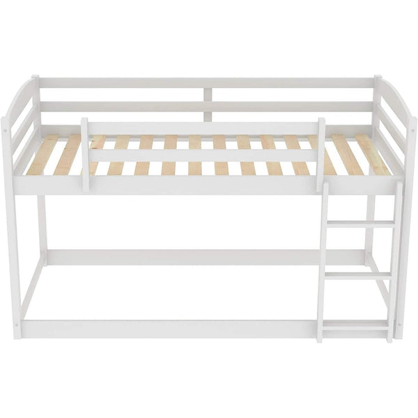 Twin Over Twin Floor Bunk Bed with Ladder