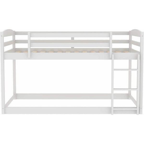 Twin Over Twin Floor Bunk Bed with Ladder