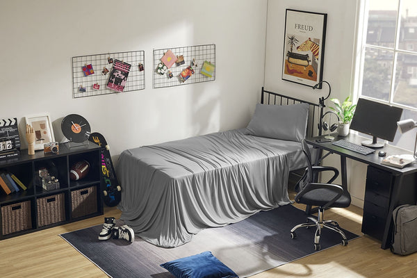 100% Microfiber Jersey Knit Sheet Set with Pillowcase-Gull Grey Sleep Zone