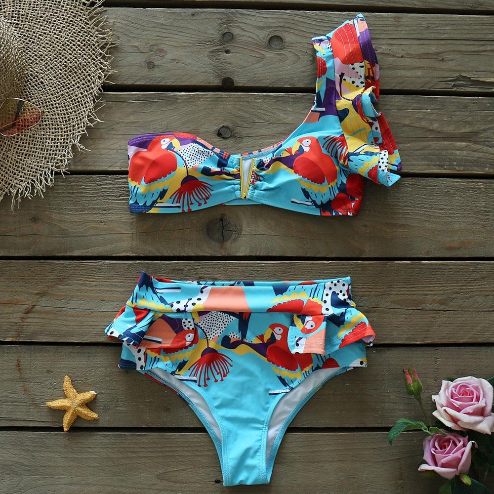 Two-Pieces Women  Push-Up Padded Bra Ruffles Bandage Bikini Set Swimsuit  Women's Bathing Suits Ruffles Flounce Bikini Sets Low Rise Two Piece Swimsuit Swimwear Bathing Suit Beachwear