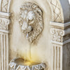 32 in. Tall Outdoor Classical Wall-Mounted Water Fountain with Lion Head and LED Lights