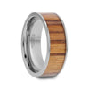 LAMAR Zebrawood Inlaid Flat Titanium Men's Wedding Band With Flat Polished Edges - 8mm - 8mm / 6.00