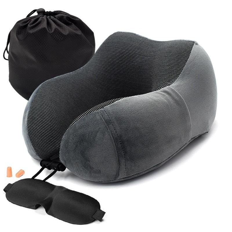 U-Shape Travel Pillow Pure Memory Foam Neck Pillow for Airplane Office Nap Cervical Pillows Flight Sleeping Head Neck Support Memory Cotton Neck Pillow Cervical Vertebra Travel Portable Noon Break Aircraft Neck Pillow For Traveling