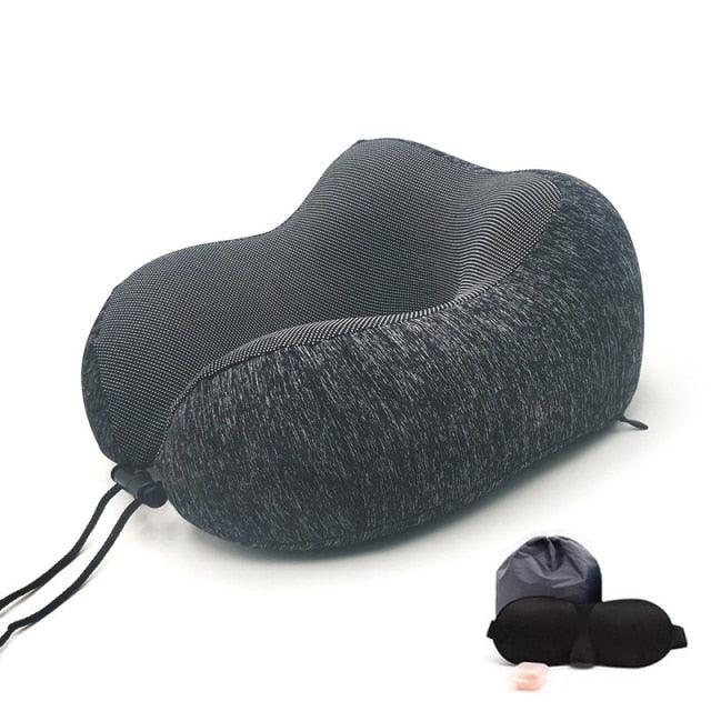 U-Shape Travel Pillow Pure Memory Foam Neck Pillow for Airplane Office Nap Cervical Pillows Flight Sleeping Head Neck Support Memory Cotton Neck Pillow Cervical Vertebra Travel Portable Noon Break Aircraft Neck Pillow For Traveling
