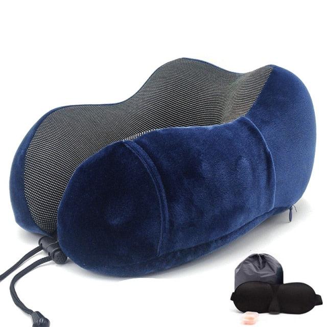 U-Shape Travel Pillow Pure Memory Foam Neck Pillow for Airplane Office Nap Cervical Pillows Flight Sleeping Head Neck Support Memory Cotton Neck Pillow Cervical Vertebra Travel Portable Noon Break Aircraft Neck Pillow For Traveling