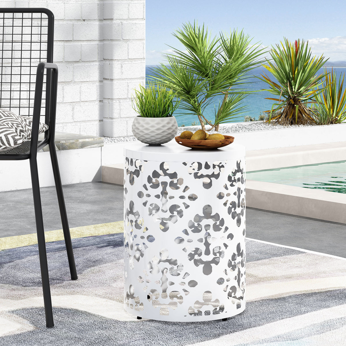 Outdoor Metal End Table - Large