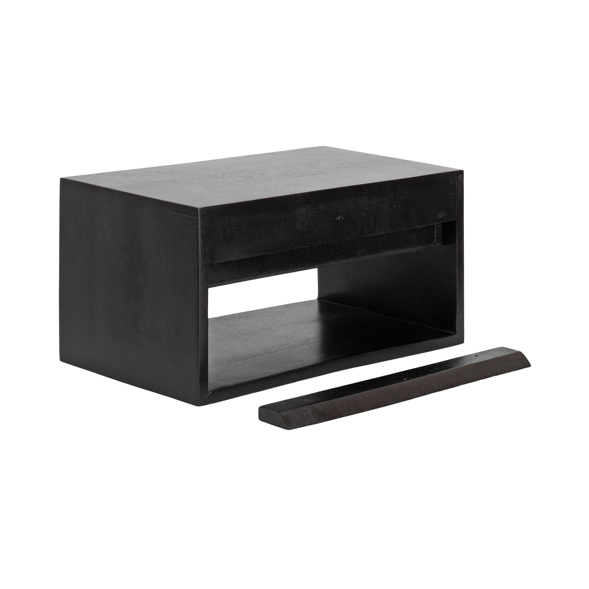 Reid Floating Wood Side Table with Open Storage