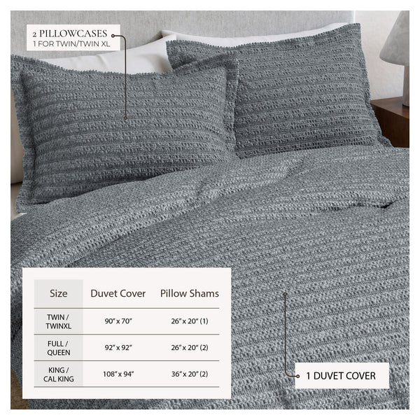 100% Cotton Honeycomb Waffle Duvet Set - Mattea Collection