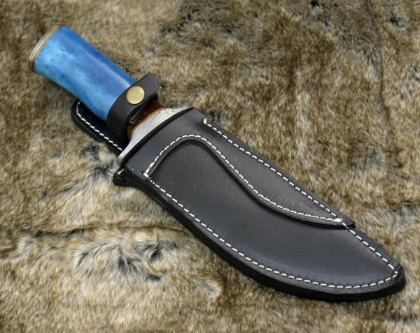 Ultimatum Bowie Knife with Exotic Camel Bone Handle & Sheath - Gifts for You 'n Me