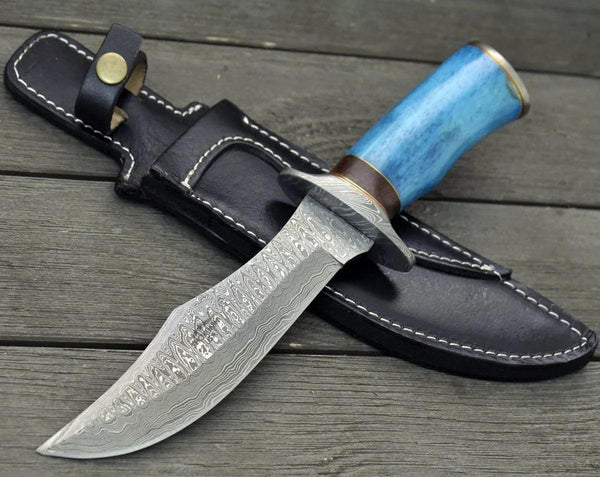 Ultimatum Bowie Knife with Exotic Camel Bone Handle & Sheath - Gifts for You 'n Me